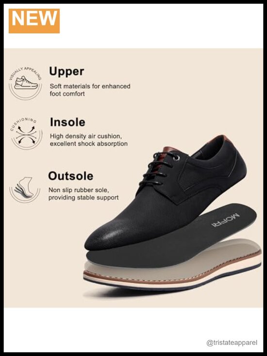 Men\'s Dress Oxfords Casual Lace-Up Sneakers Business Office Cushioned Derby